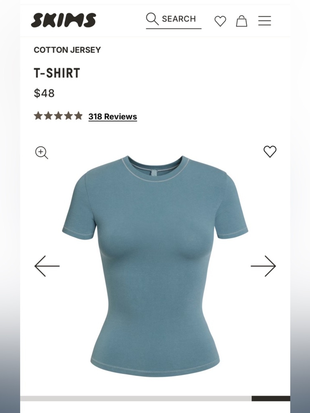 Skins Cotton Jersey T-Shirt in Kyanite Size XS